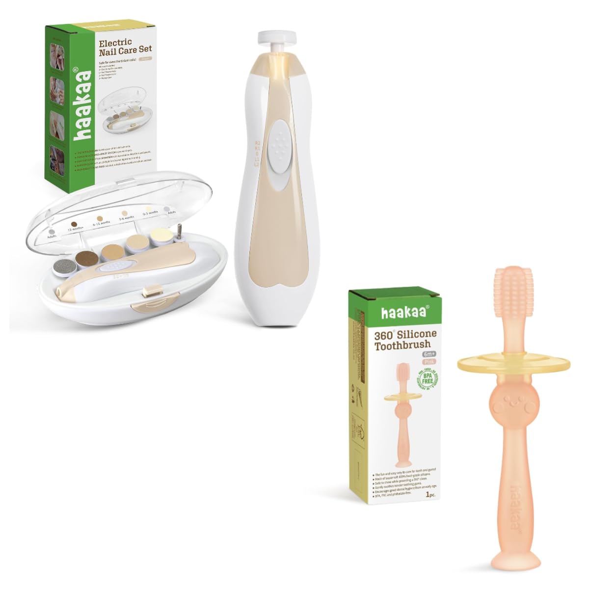 Haakaa baby electric nail file with pink suction base