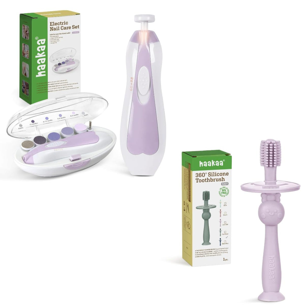 Haakaa baby nail trimmer lavender color on white background