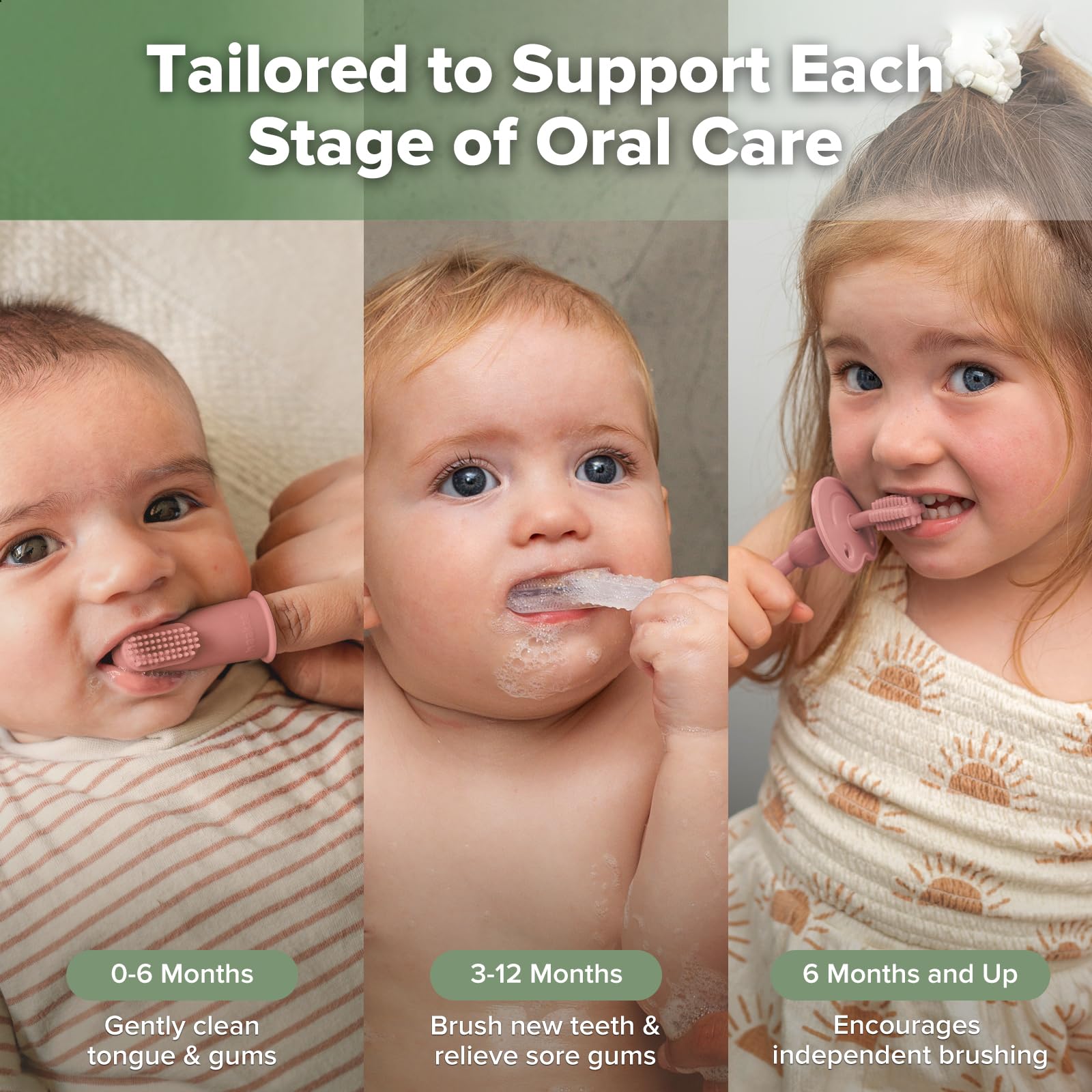 Stage 2 contoured baby toothbrush for 3-12 months