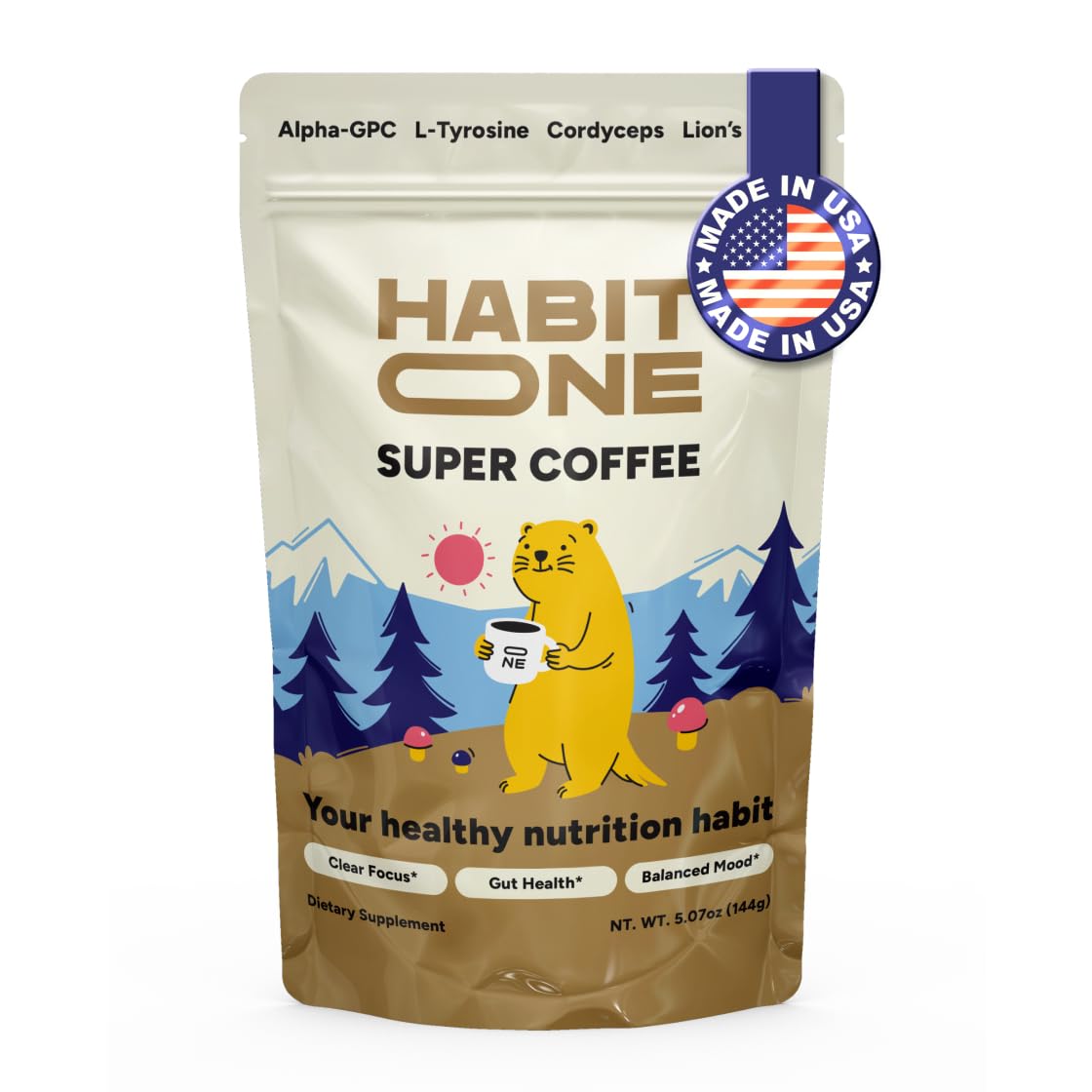 HabitONE Organic Instant Mushroom Coffee Arabica – front of package