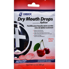 Hager Pharma Dry Mouth Drops with Xylitol Cherry flavor bottle, 2 oz, pack of 3