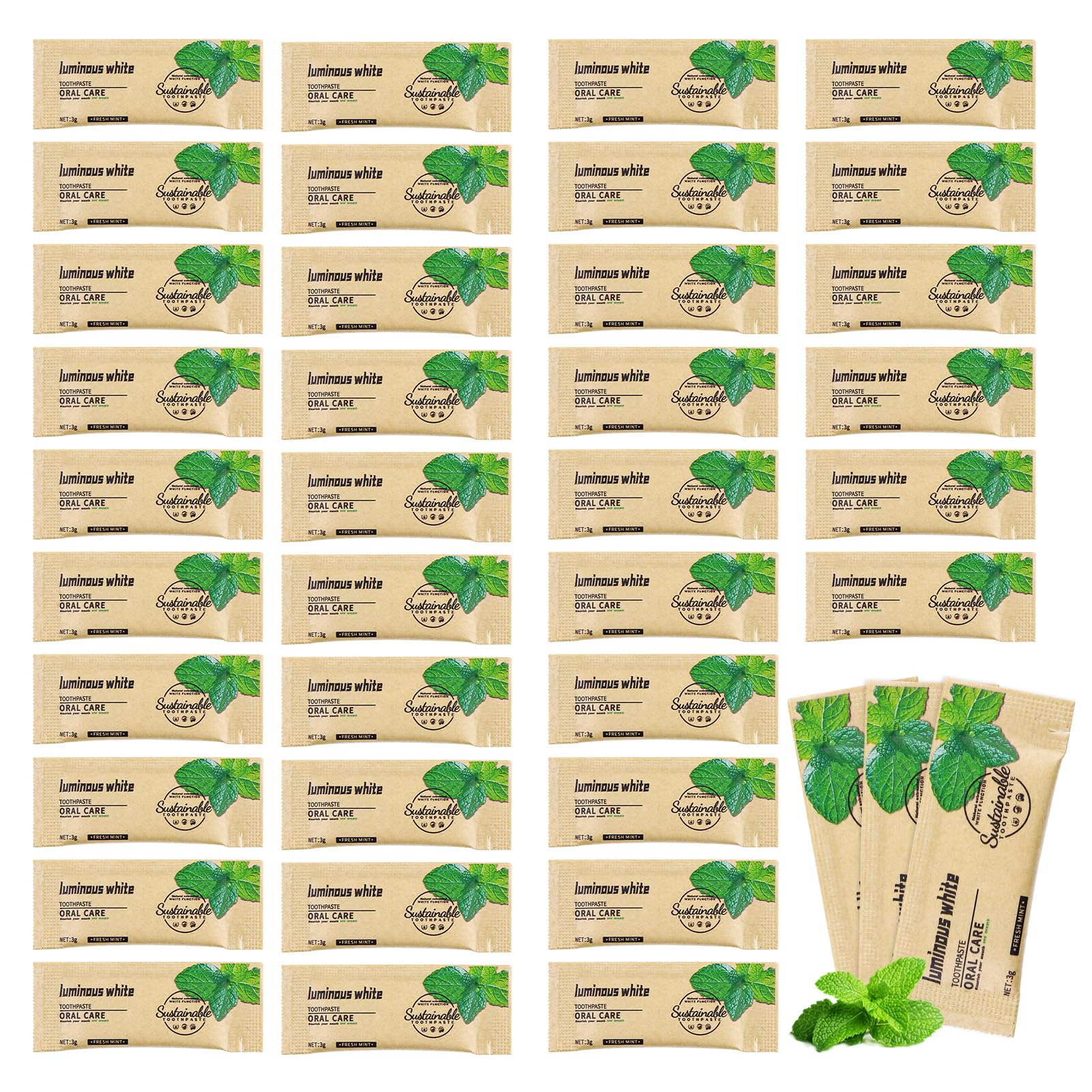 HAIFOTRVA 100-pack mini toothpaste in kraft paper bag