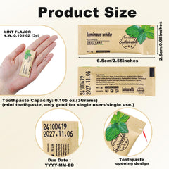 Individually packaged tiny toothpaste suitable for travel