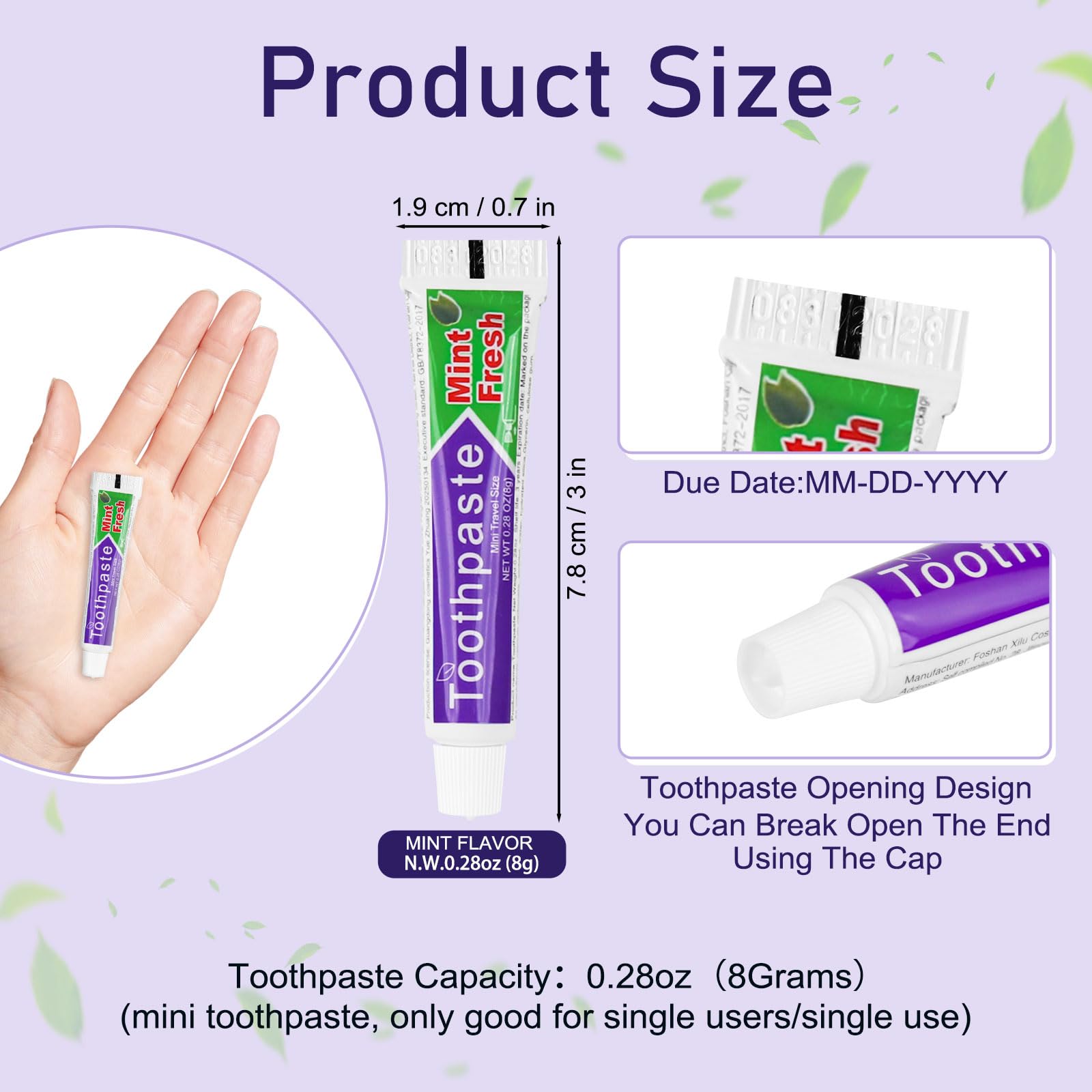 Compact 8 g toothpaste tube suitable for travel