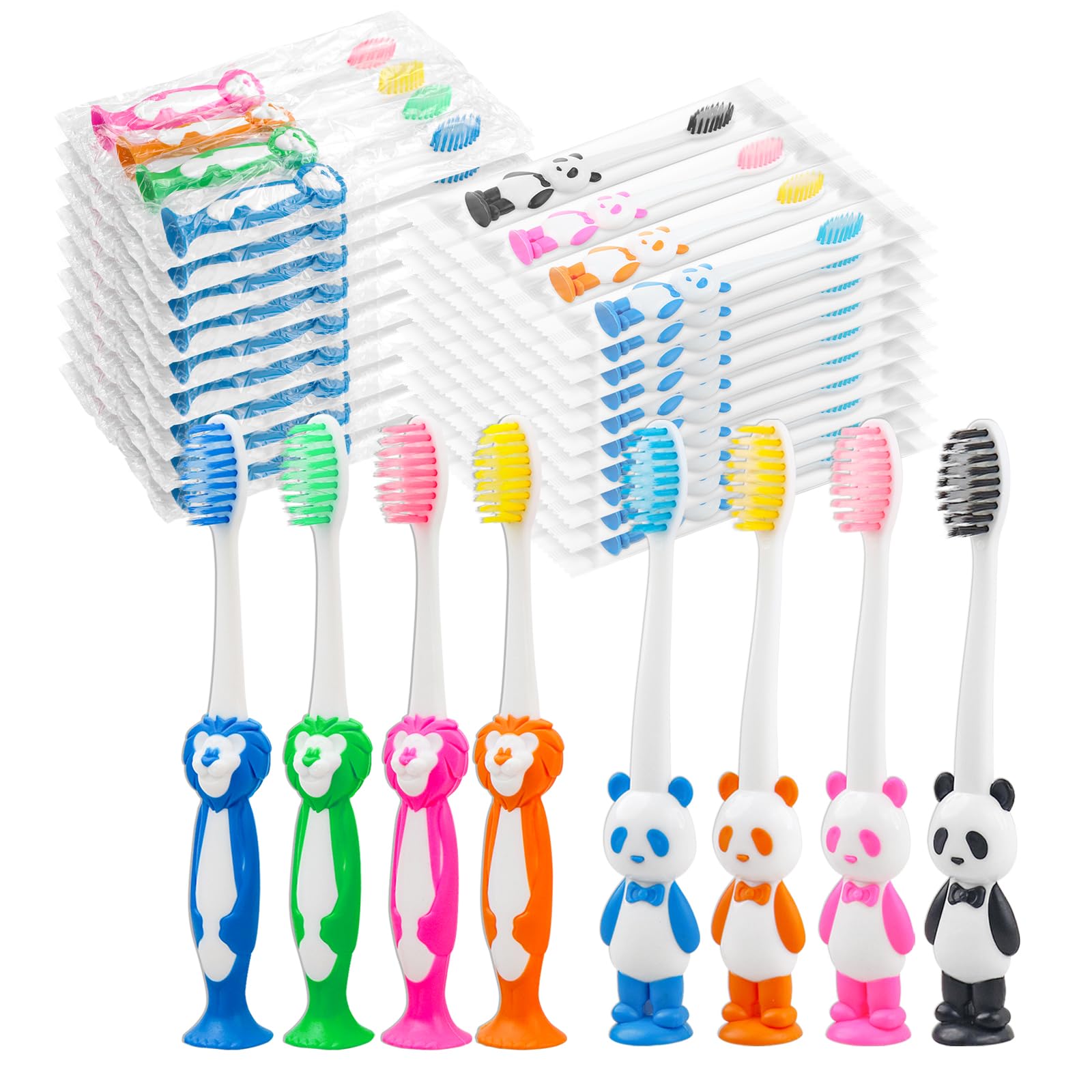 HAIFOTRVA disposable toddler toothbrush with suction cup and cute lion design