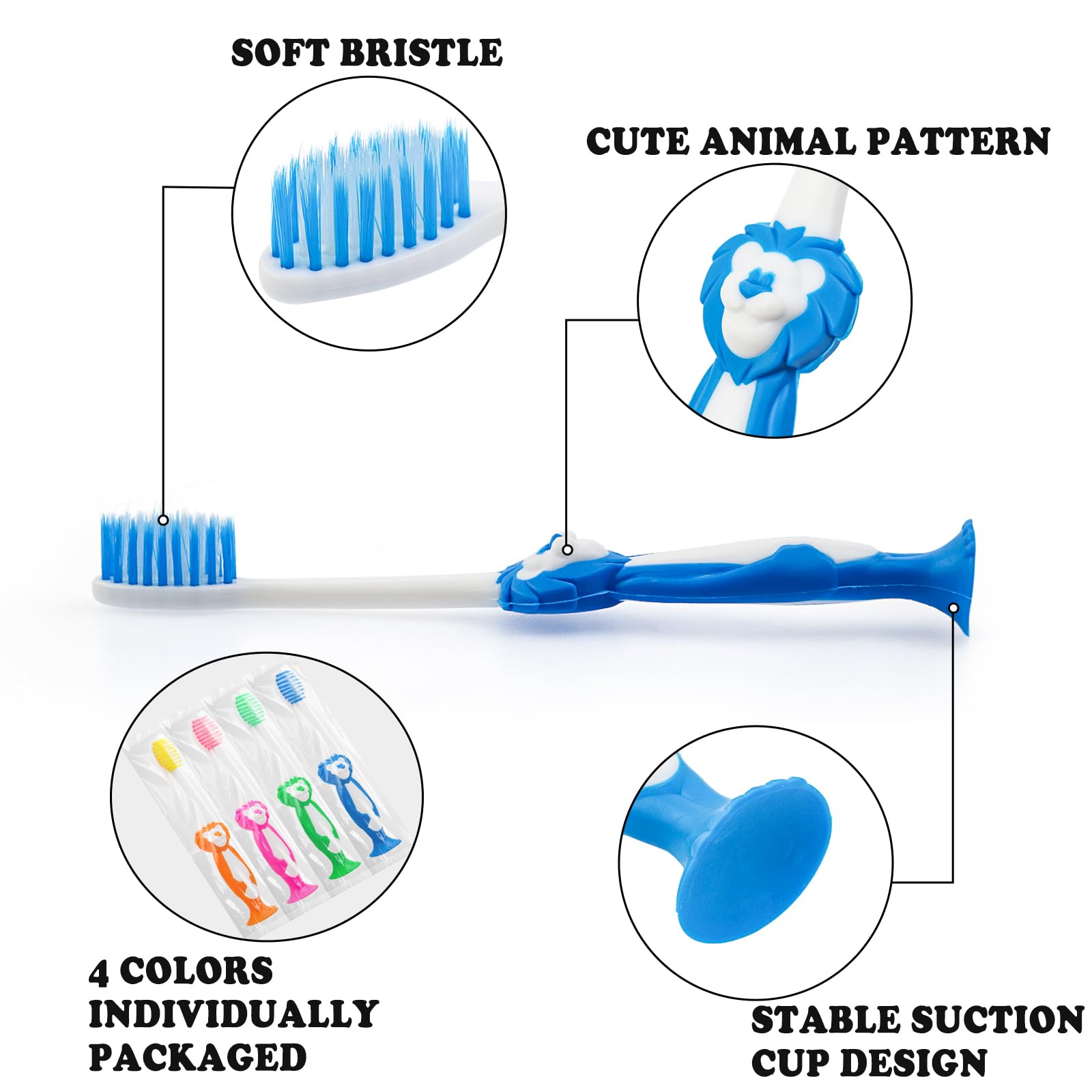 Brightly colored animal-themed toothbrushes for kids