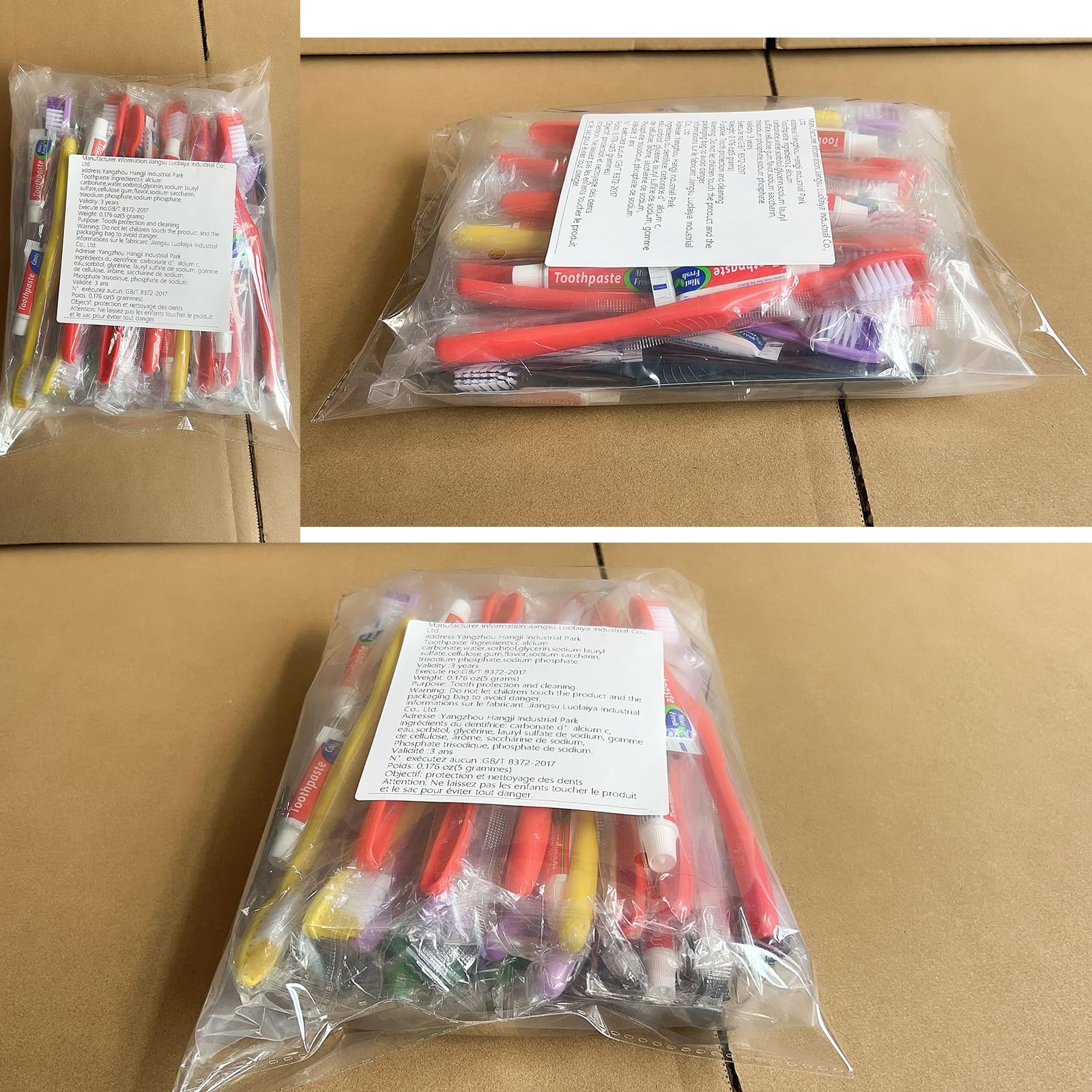 Disposable, single-use toothbrush kit ready for disposal