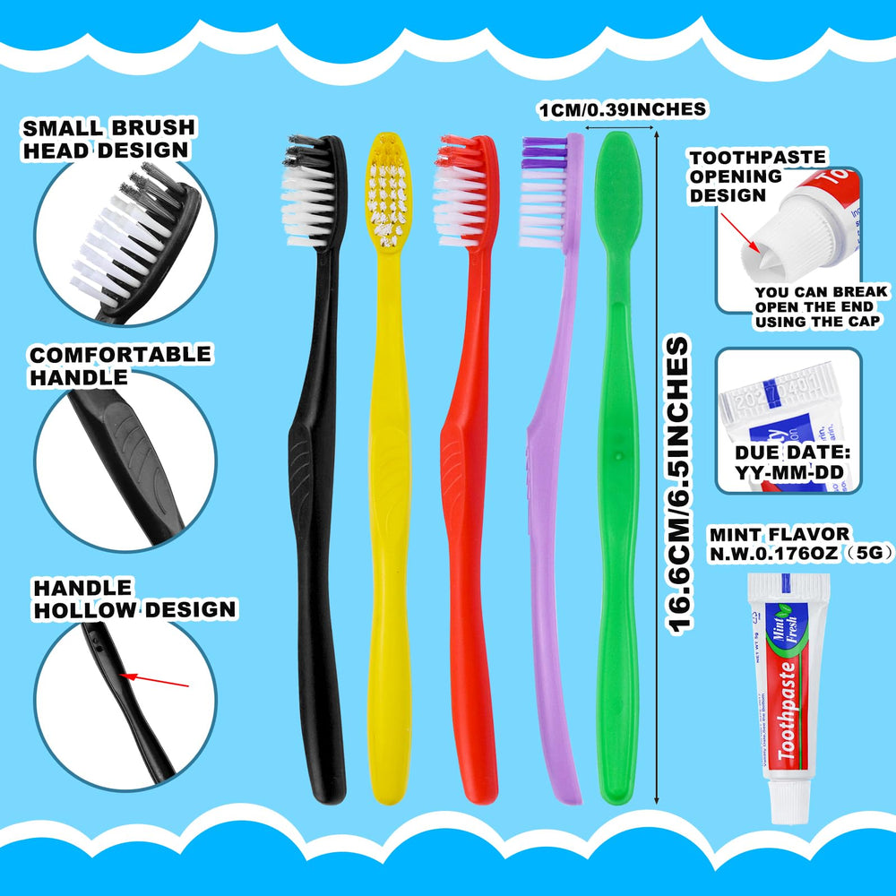 Individually wrapped travel toothbrush kit packaging
