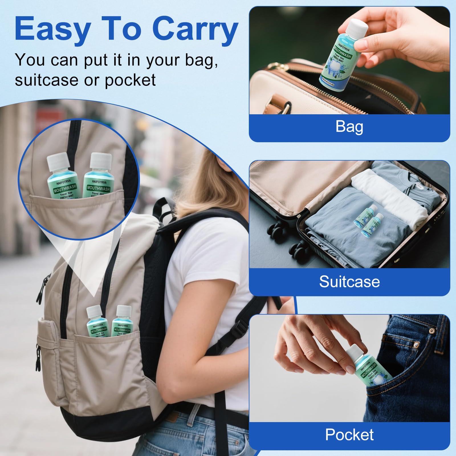 Travel kit mouthwash set for on-the-go use