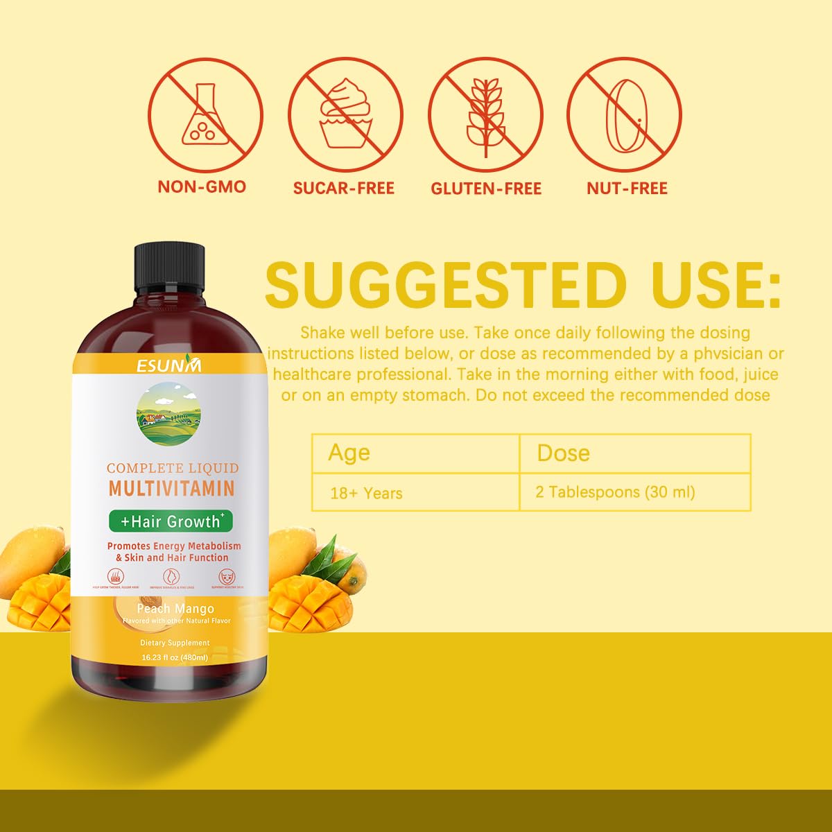 Illustration of hair growth benefits from vitamins