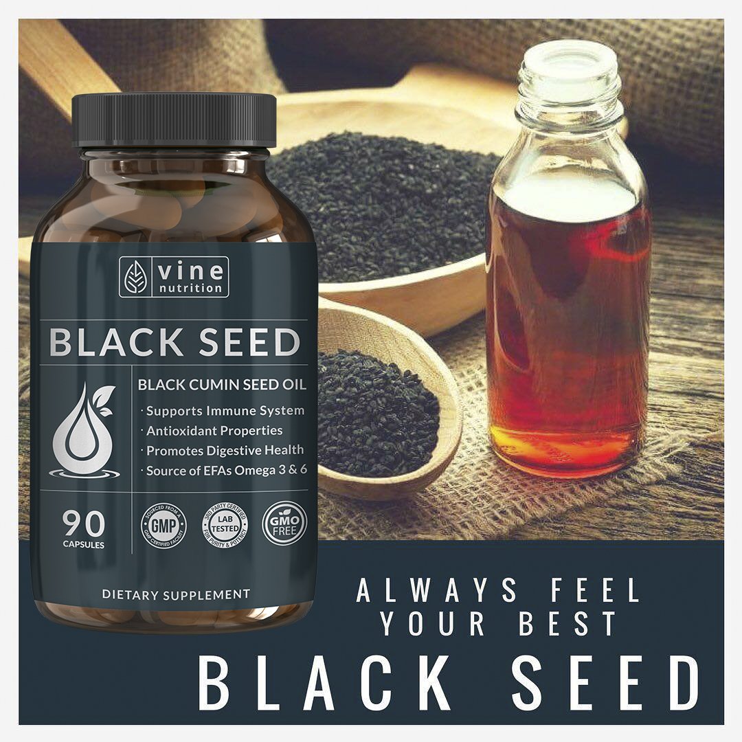 Graphic illustrating hair and skin health benefits from black seed oil