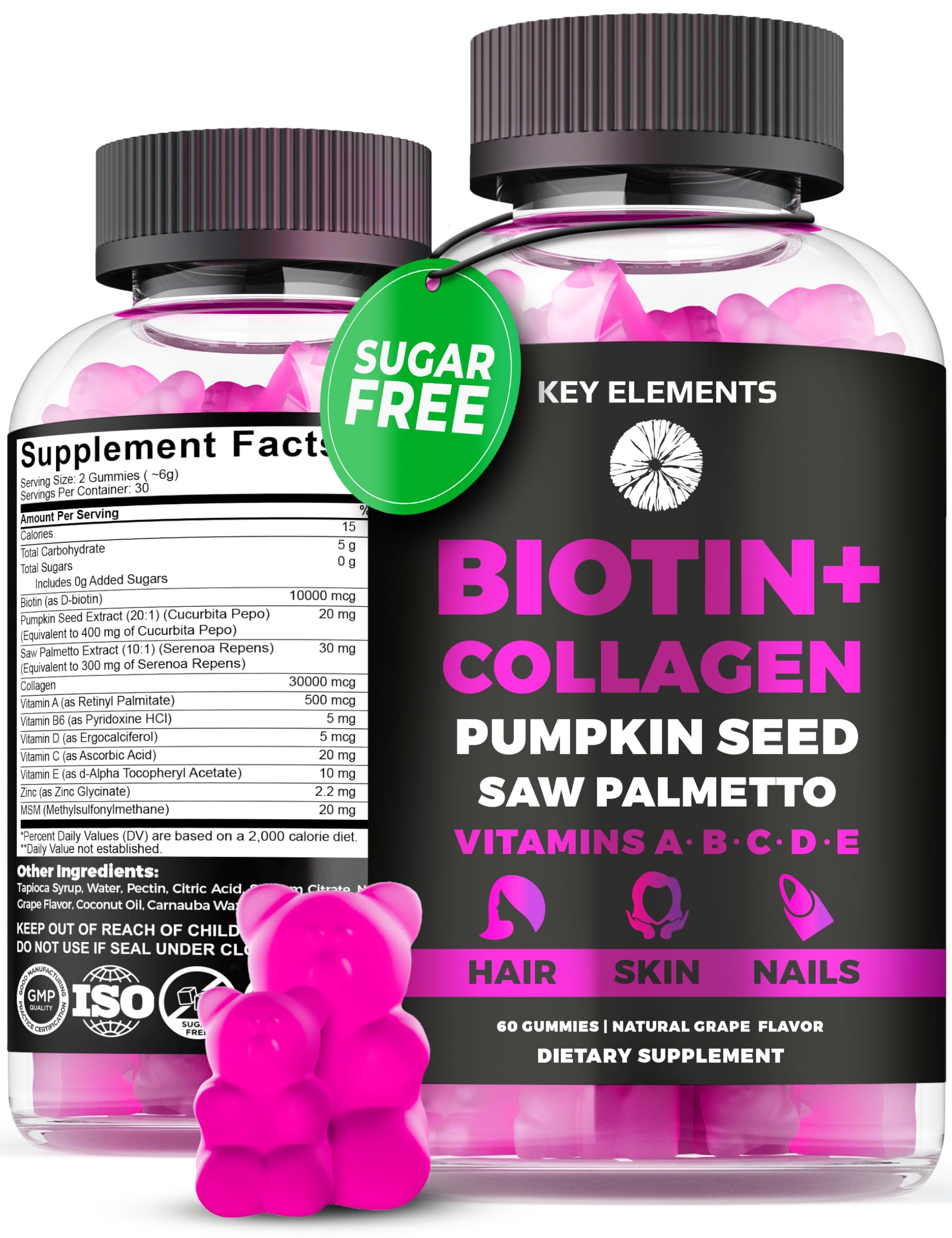 Hair Skin Nails 10000mcg Biotin and Collagen Gummies product image