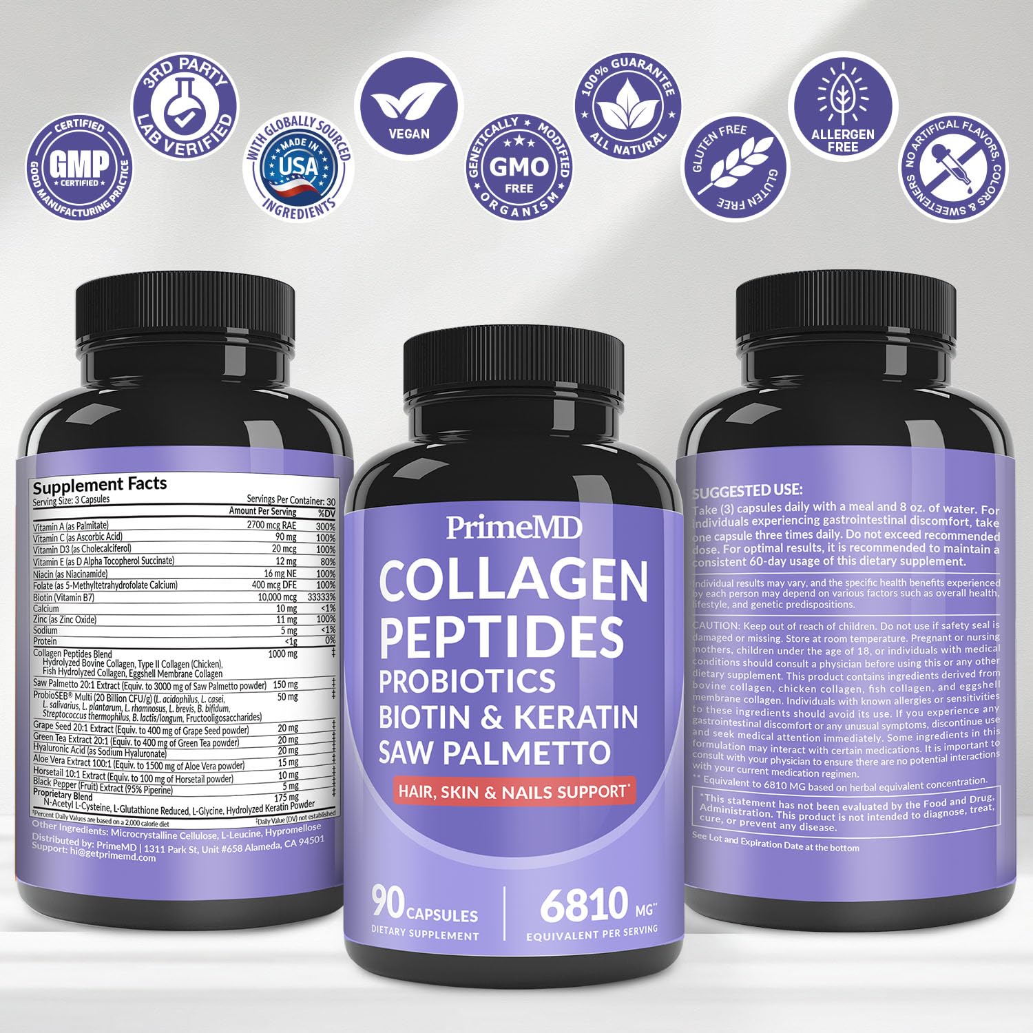 Saw palmetto and nutrients on product label