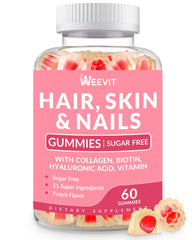 Hair Skin and Nails Gummies bottle with Vegan Biotin 5000mcg label