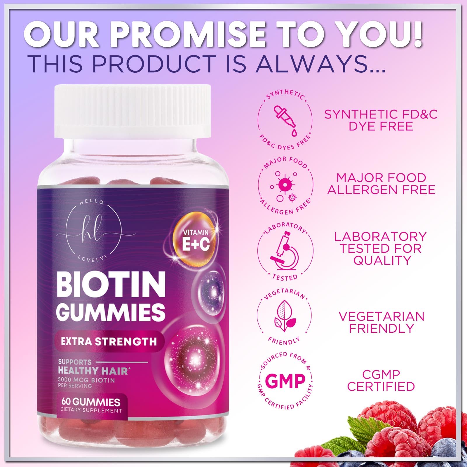 Front view of Hair Vitamins bottle with label