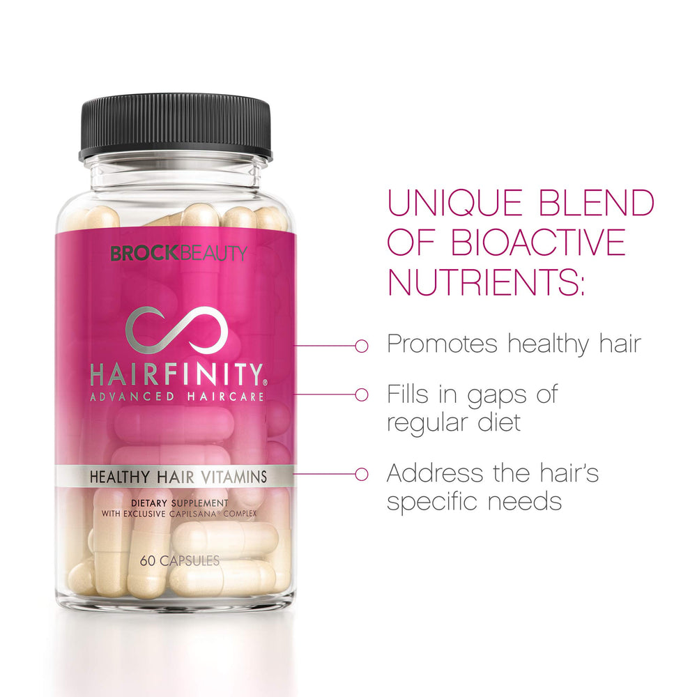 Hairfinity bottle showing 120 vegan capsules