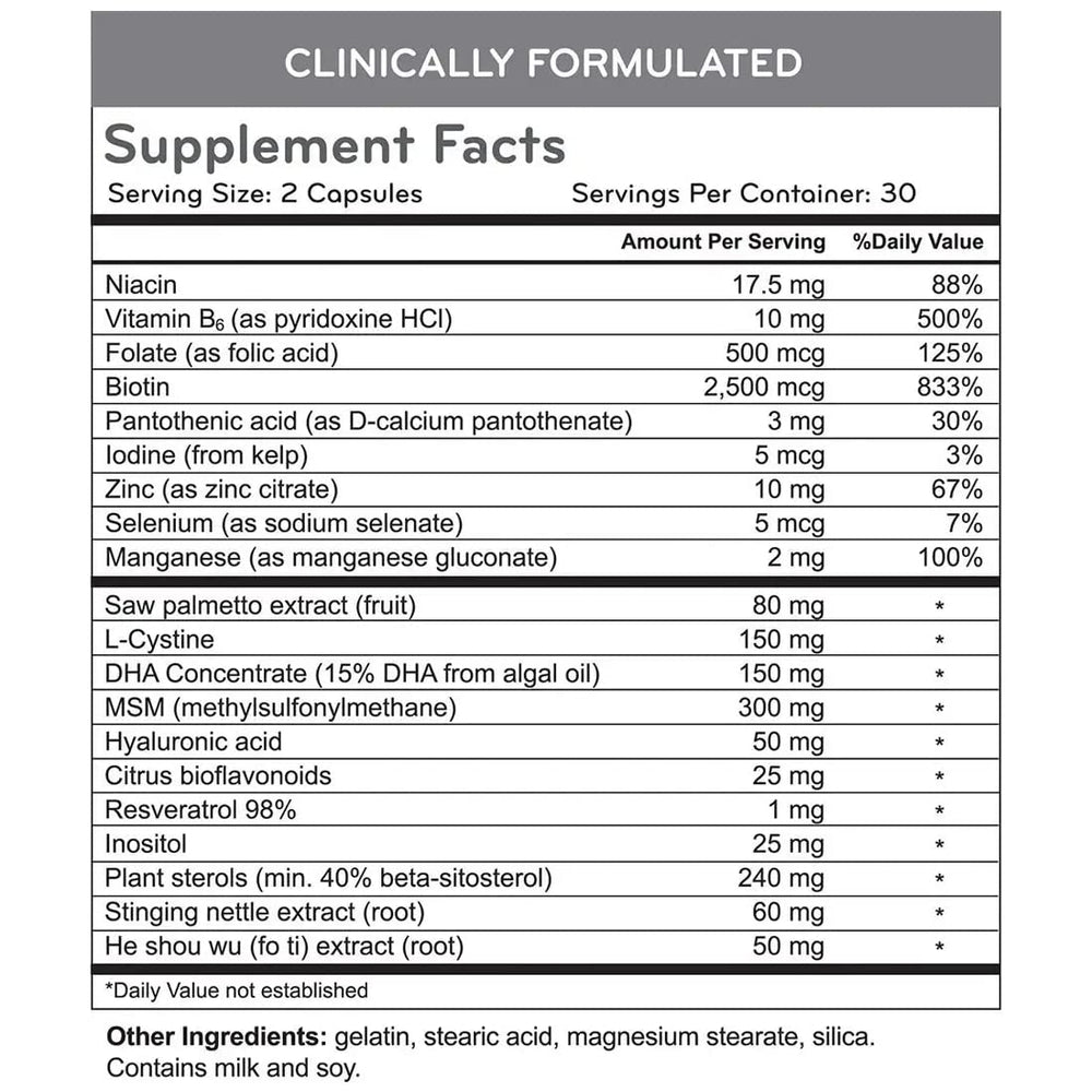 Hairmax bottle side view and label detail