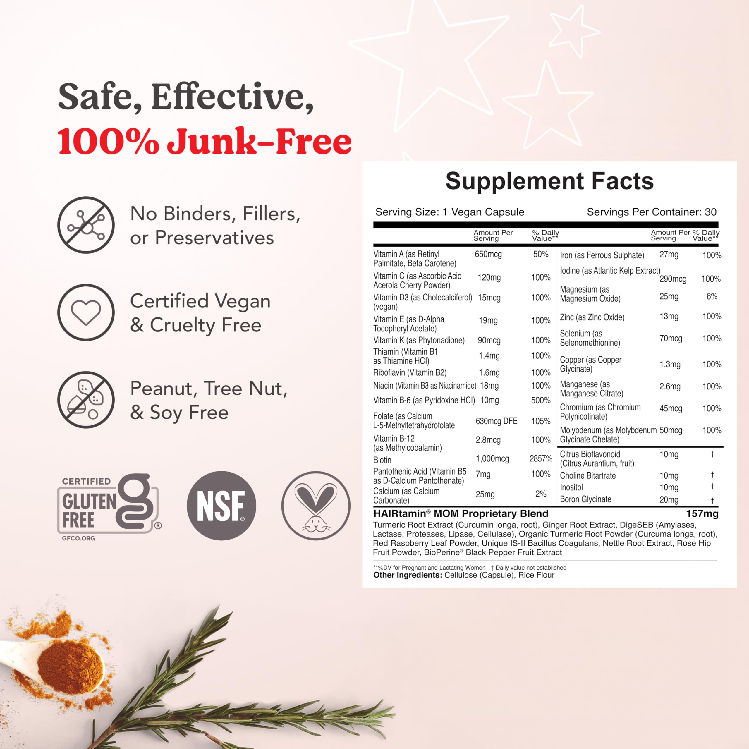 Gluten-free cruelty-free vegan pregnancy multivitamin packaging