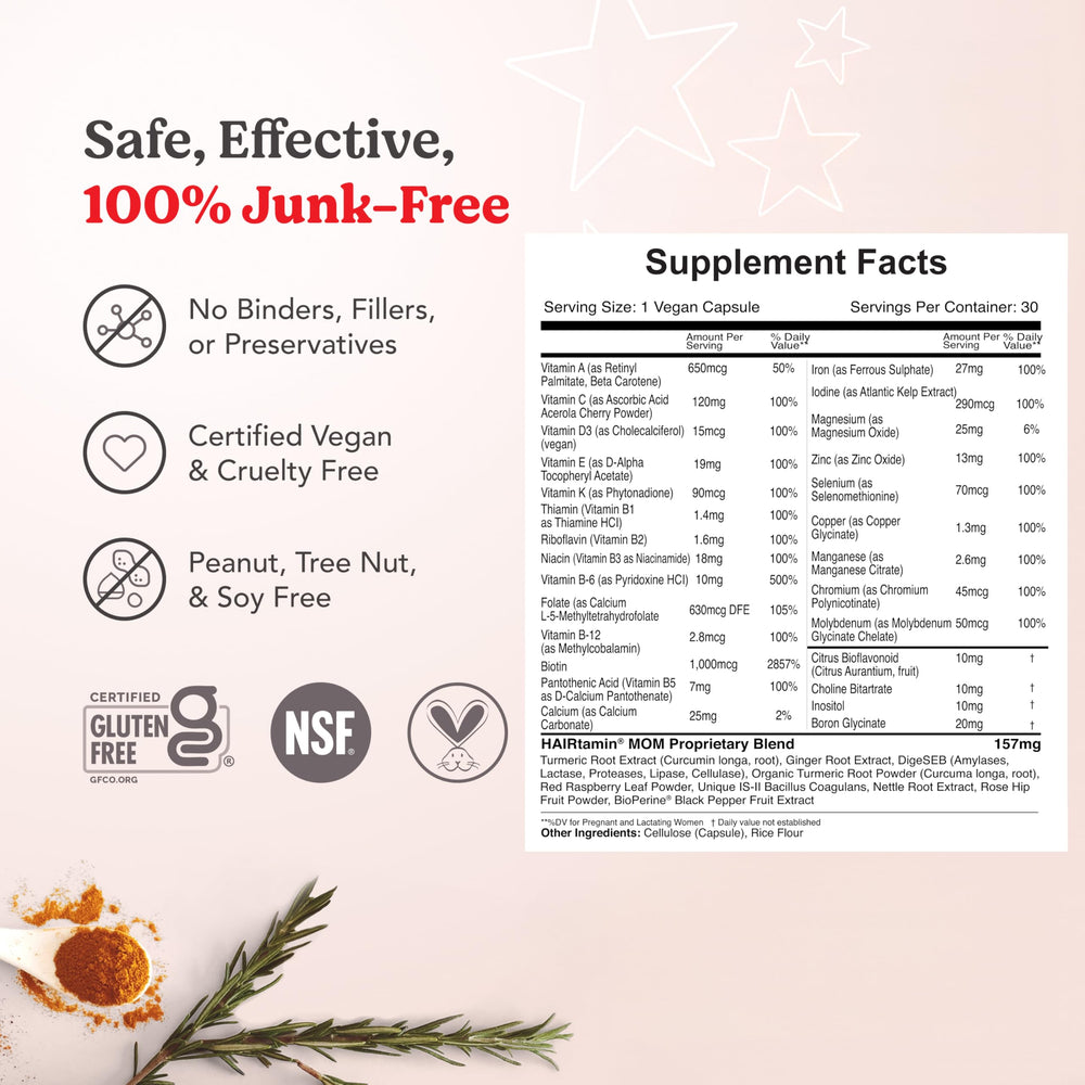 Gluten-free cruelty-free vegan pregnancy multivitamin packaging