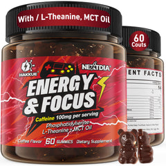 Hakkue Energy Focus Gummies bottle on white background