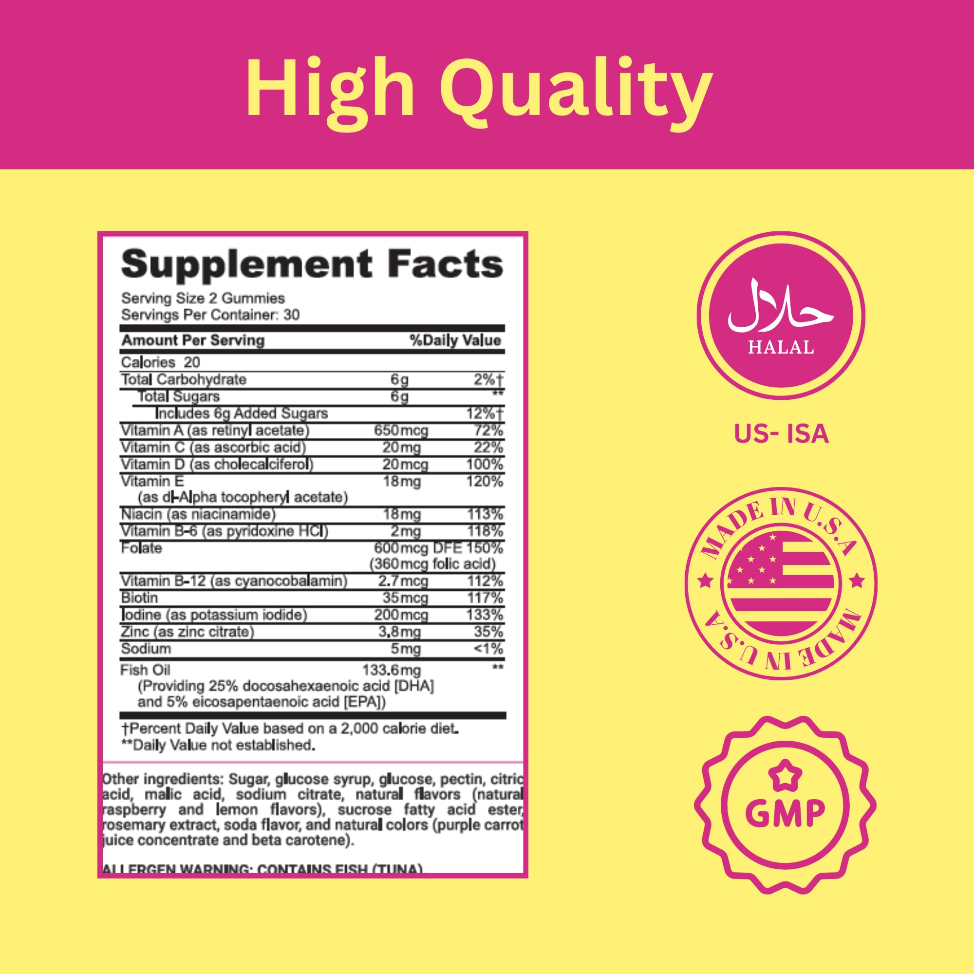 Halal certified prenatal vitamins for women with DHA
