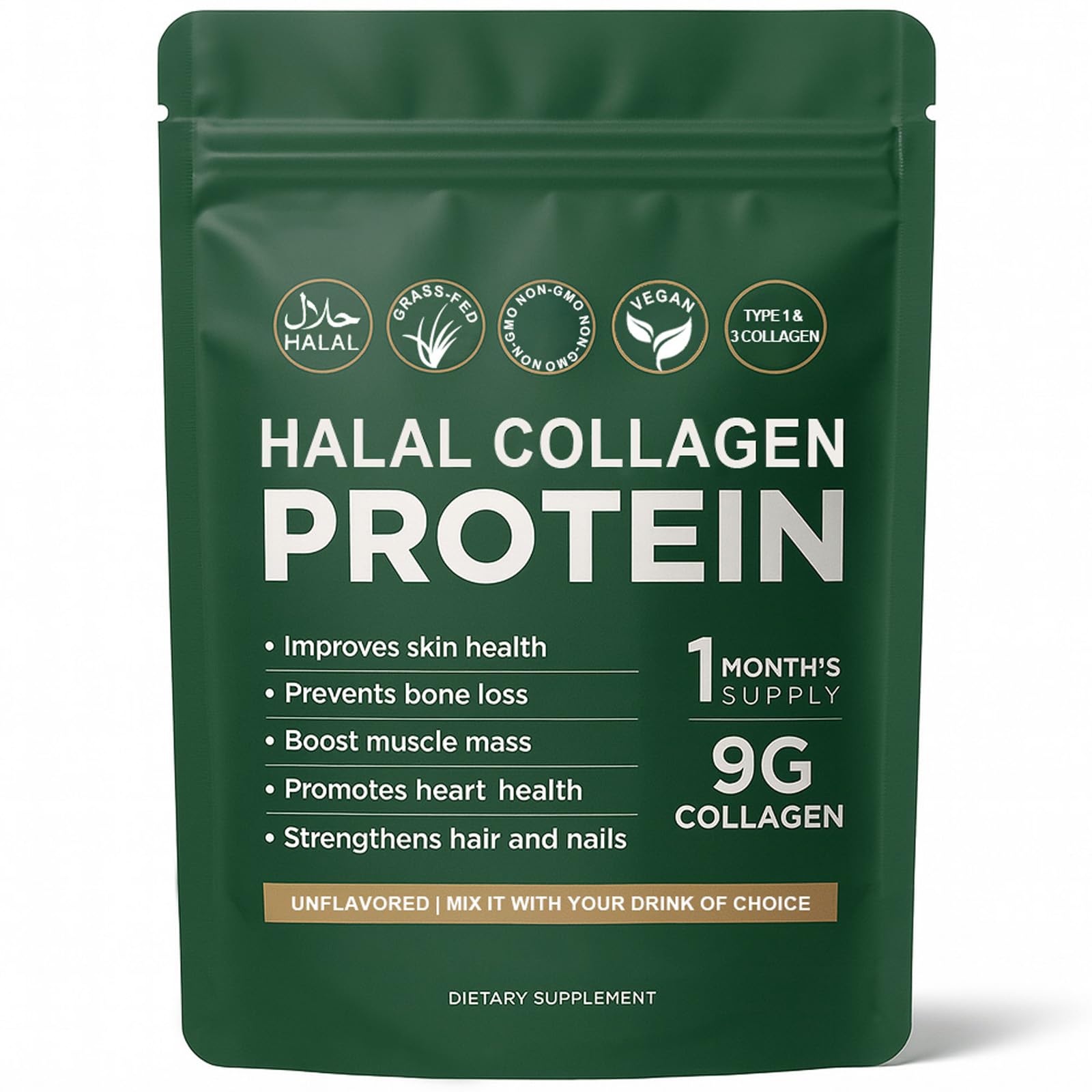 Halal Collagen Protein Powder container front view