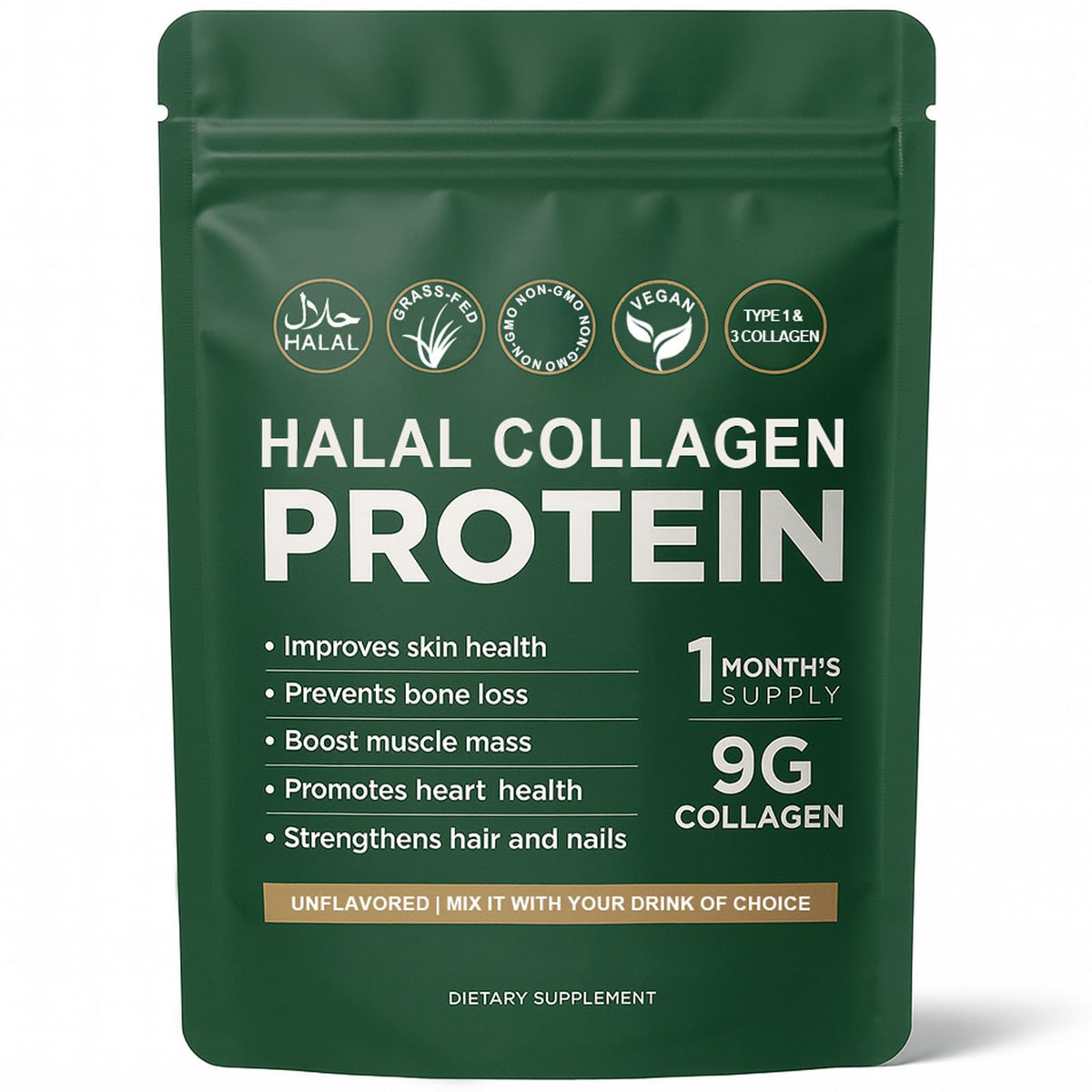 Halal Collagen Protein Powder container front view