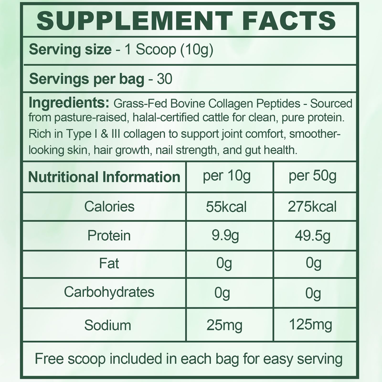 Halal collagen powder packaging and label