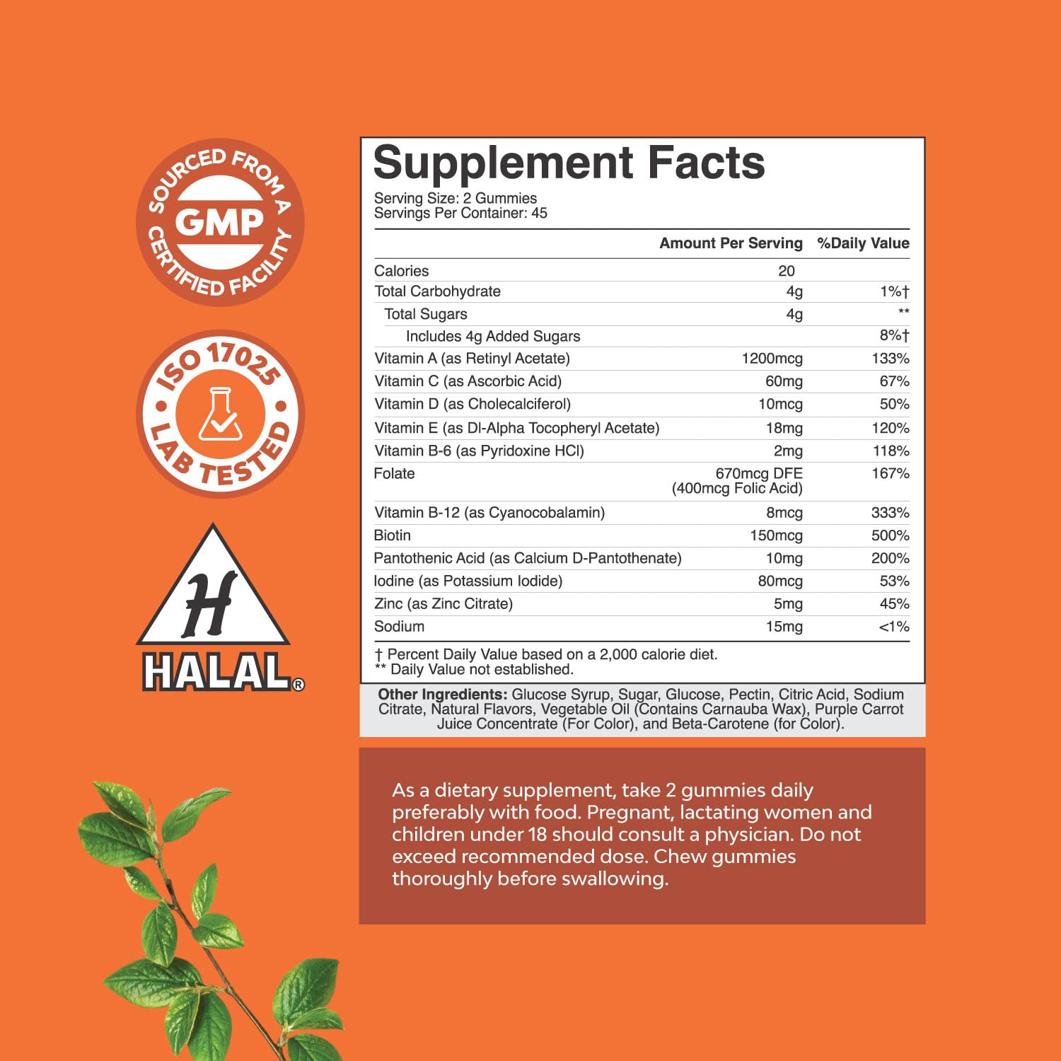 Halal multivitamin gummies for adults with zinc and vitamin D