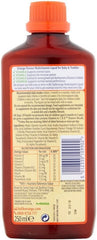 Close-up of Haliborange orange flavour liquid bottle