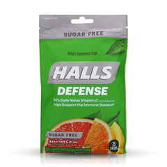 Halls Defense Vitamin C Drops Sugar Free Assorted Citrus 25-count – Pack of 4