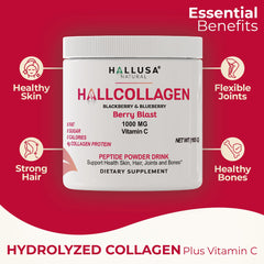 Scoop of hydrolyzed collagen peptides powder