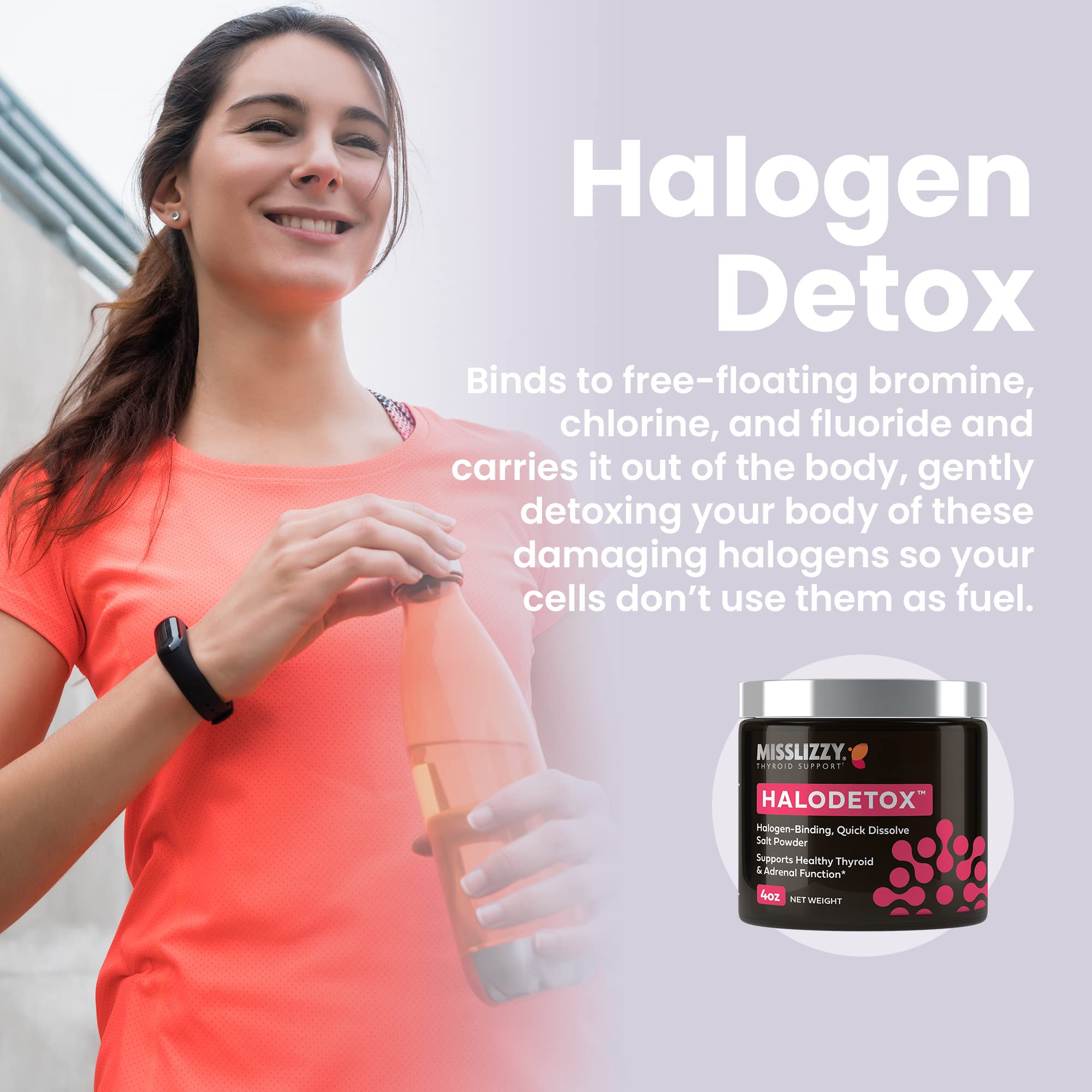 HaloDetox jar label showing 4oz size and minerals
