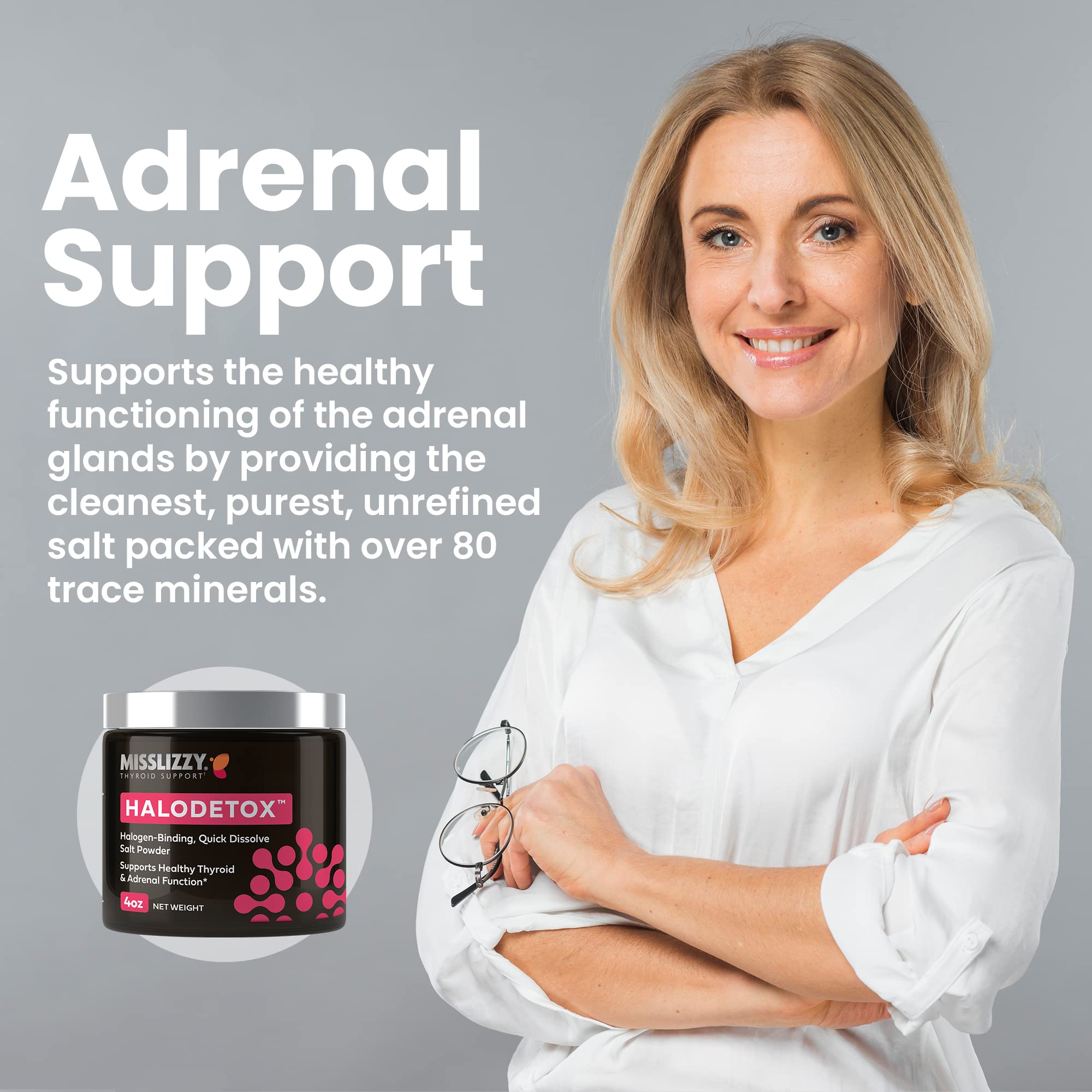 Scoop of HaloDetox pink salt powder ready to use