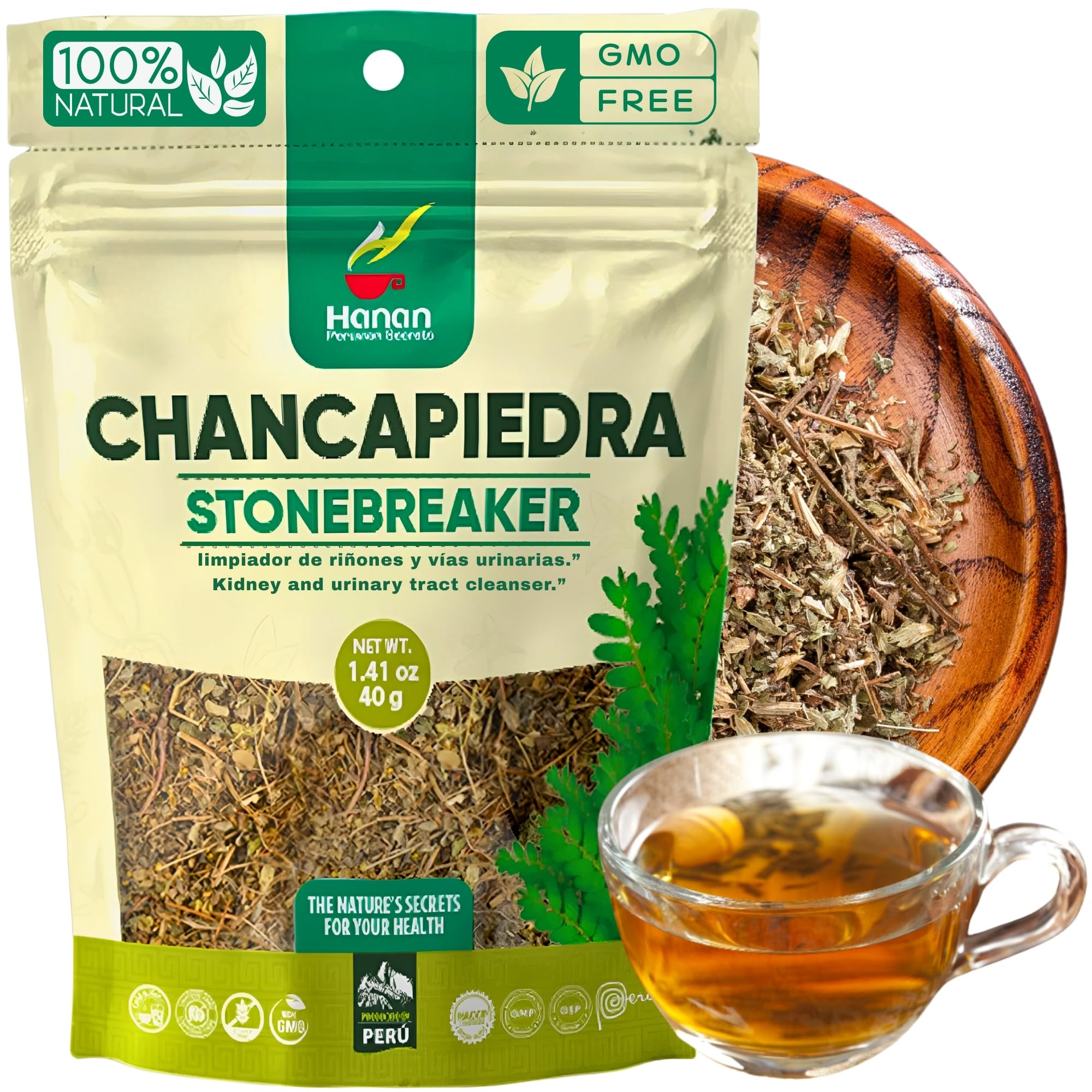 Loose leaf Hanan Chanca Piedra tea in 40g packaging