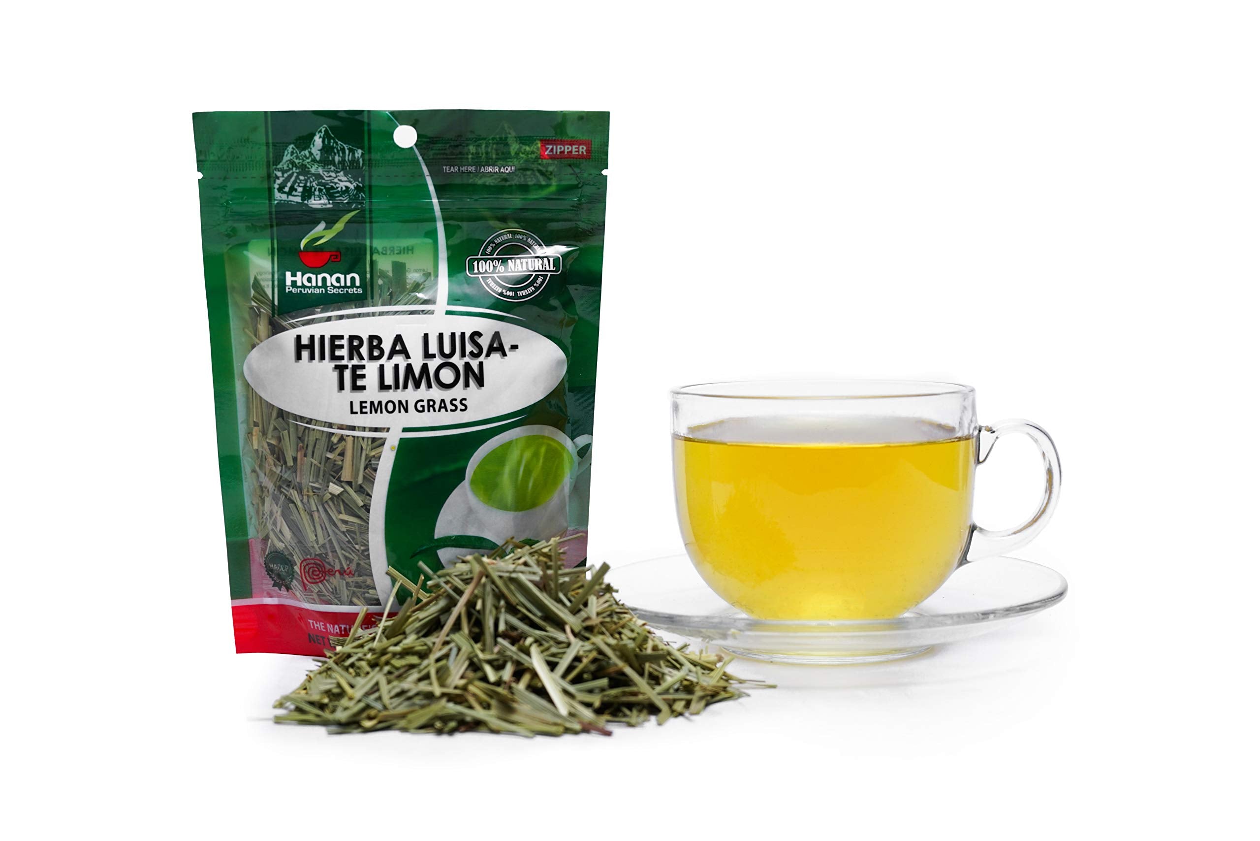 Packaging of Hanan Peruvian Secrets Hierba Luisa Te Limon lemon grass tea