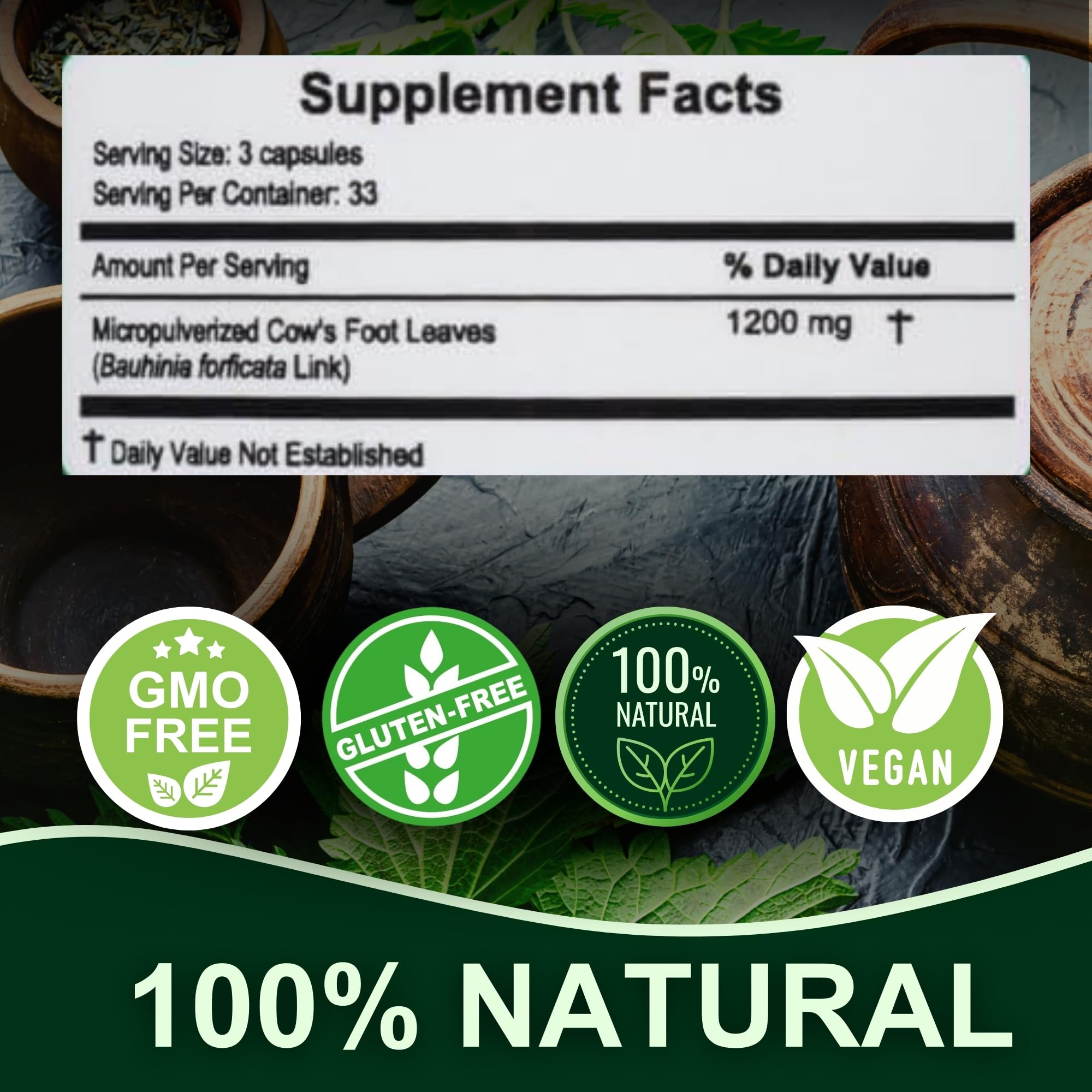 Capsules with label showing 100 count