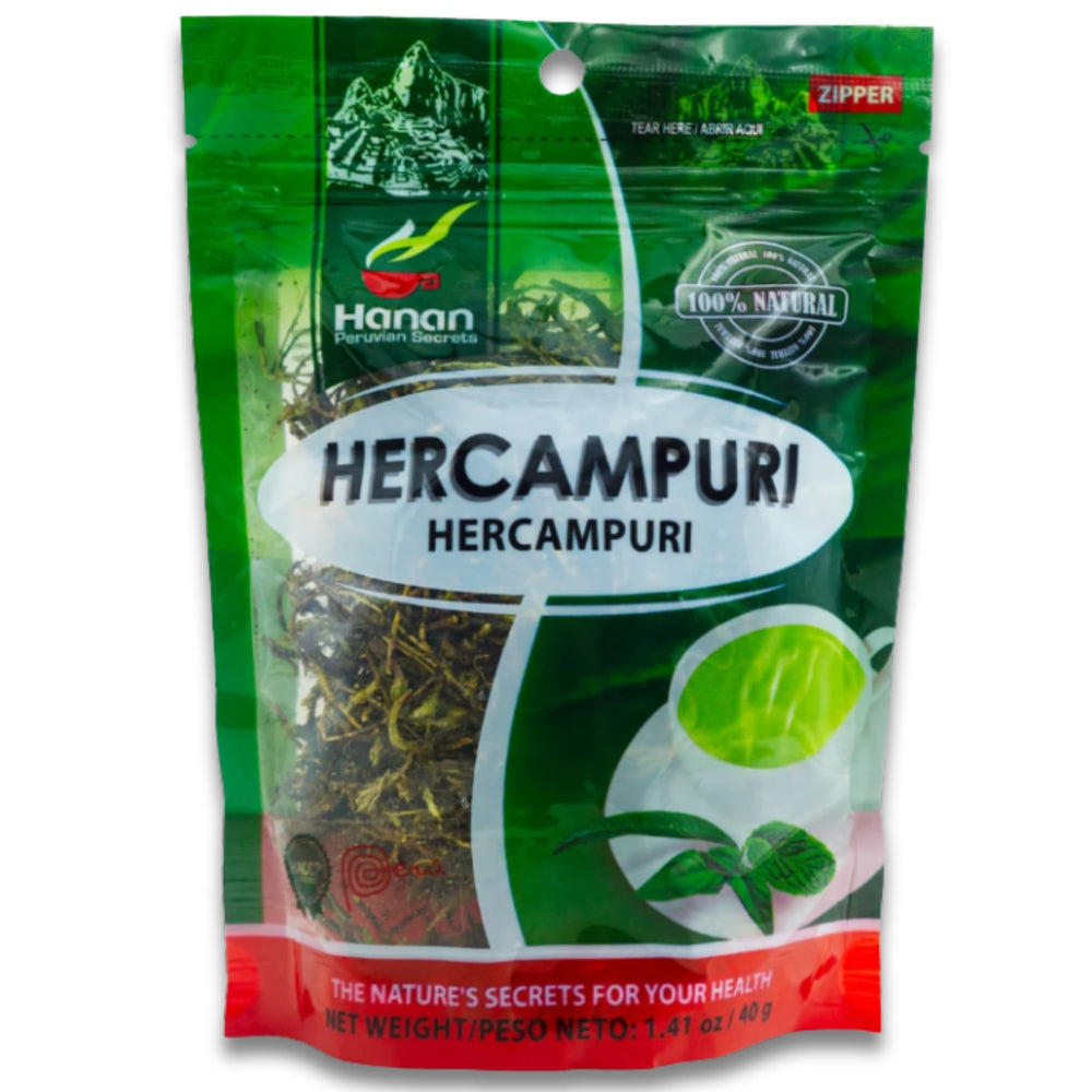 Front view of Hanan Peruvian Secrets Hercampuri 40g packaging