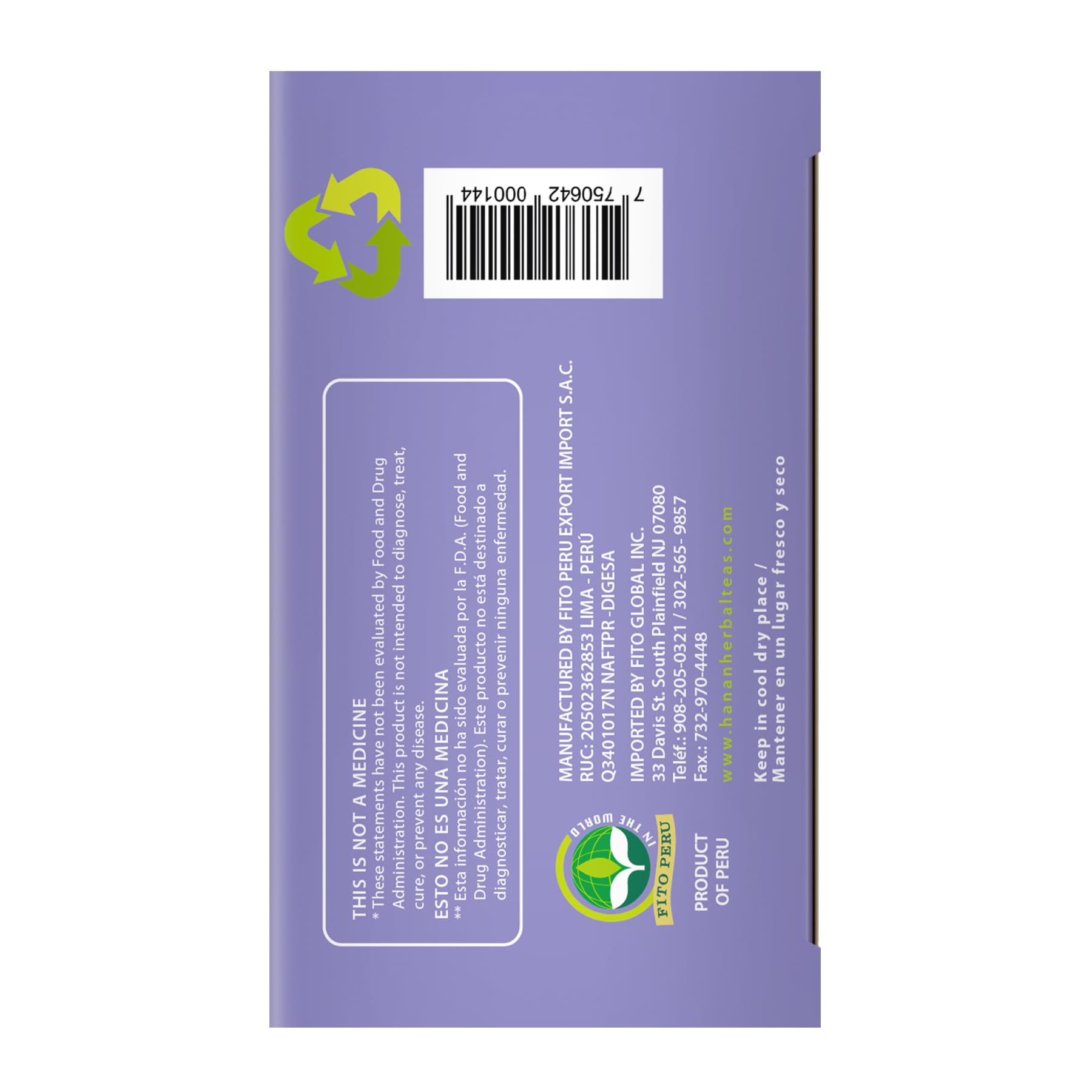 Box showing 25 valeriana tea bags for brewing