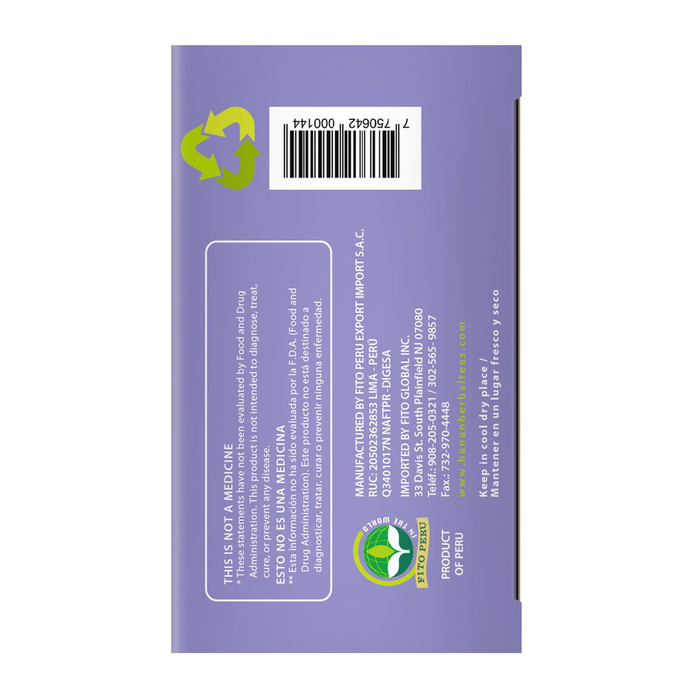 Box showing 25 valeriana tea bags for brewing