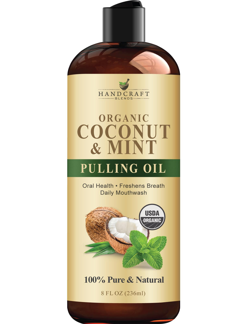 Handcraft coconut oil pulling with peppermint – bottle and ingredients