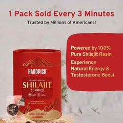 Side view of HANDPICK Himalayan Shilajit Gummies bottle