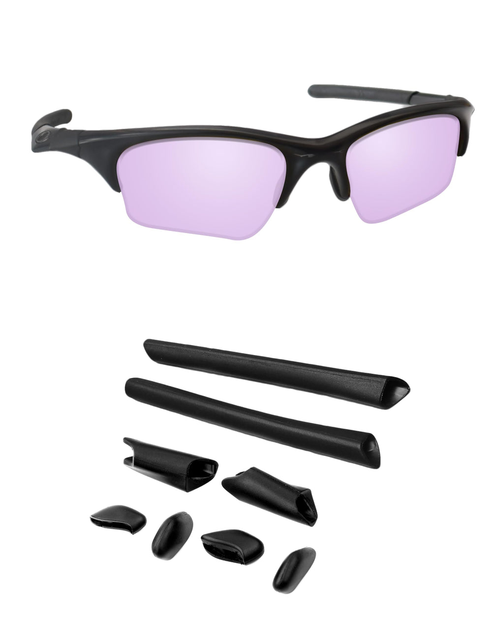 Handwith silicone nose pads and ear socks kit mounted on Oakley Half Jacket frame