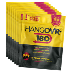 Hangovr 180 Tri-Power Before Drinking Defense 8 Pack pouch front view