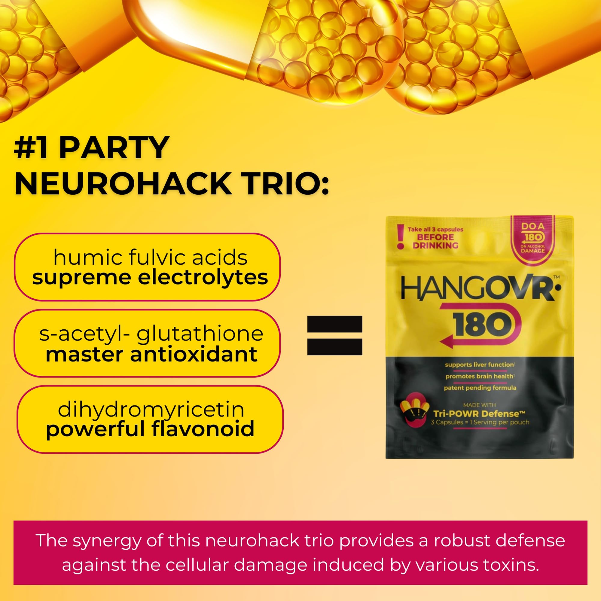 Hangovr 180 Tri-Power 8-pack packaging
