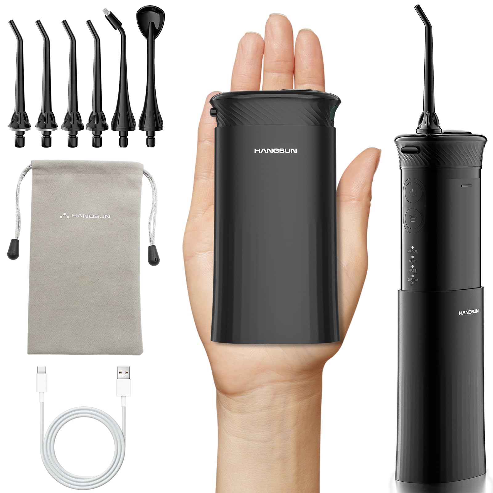 HANGSUN Water Flosser portable cordless design in black