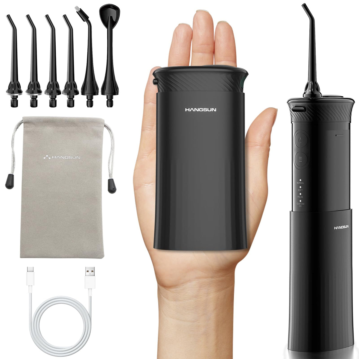 HANGSUN Water Flosser portable cordless design in black