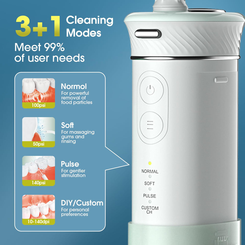 Close-up of 0.6mm nozzle and powerful 1,400 IPS jet for plaque removal