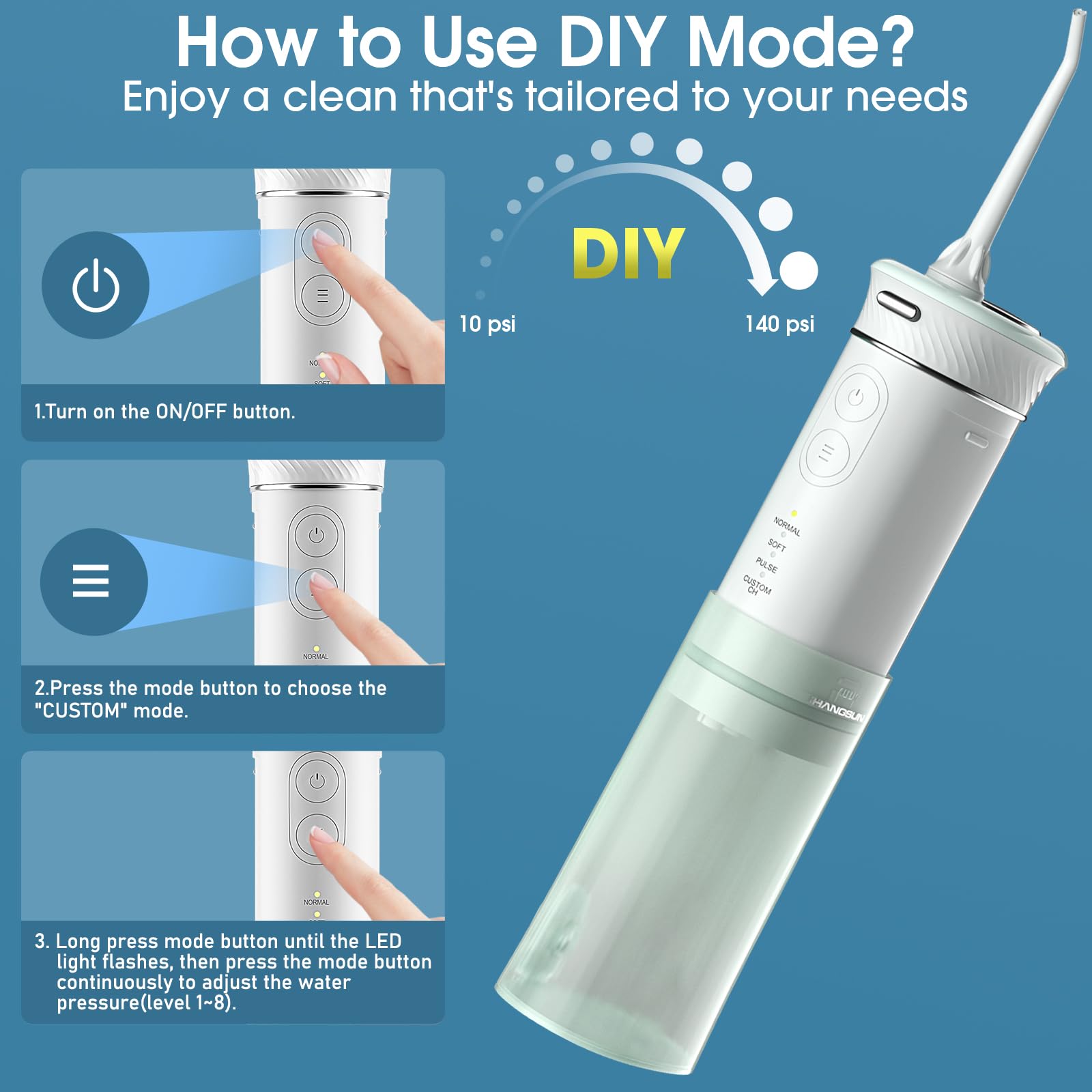Multiple modes including Soft and 8 adjustable pressure levels