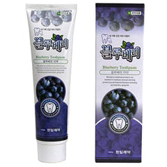 Hanil Blueberry Toothpaste Pack of 2 tubes, 6.3oz (180g) each, SLS-free & Fluoride-free